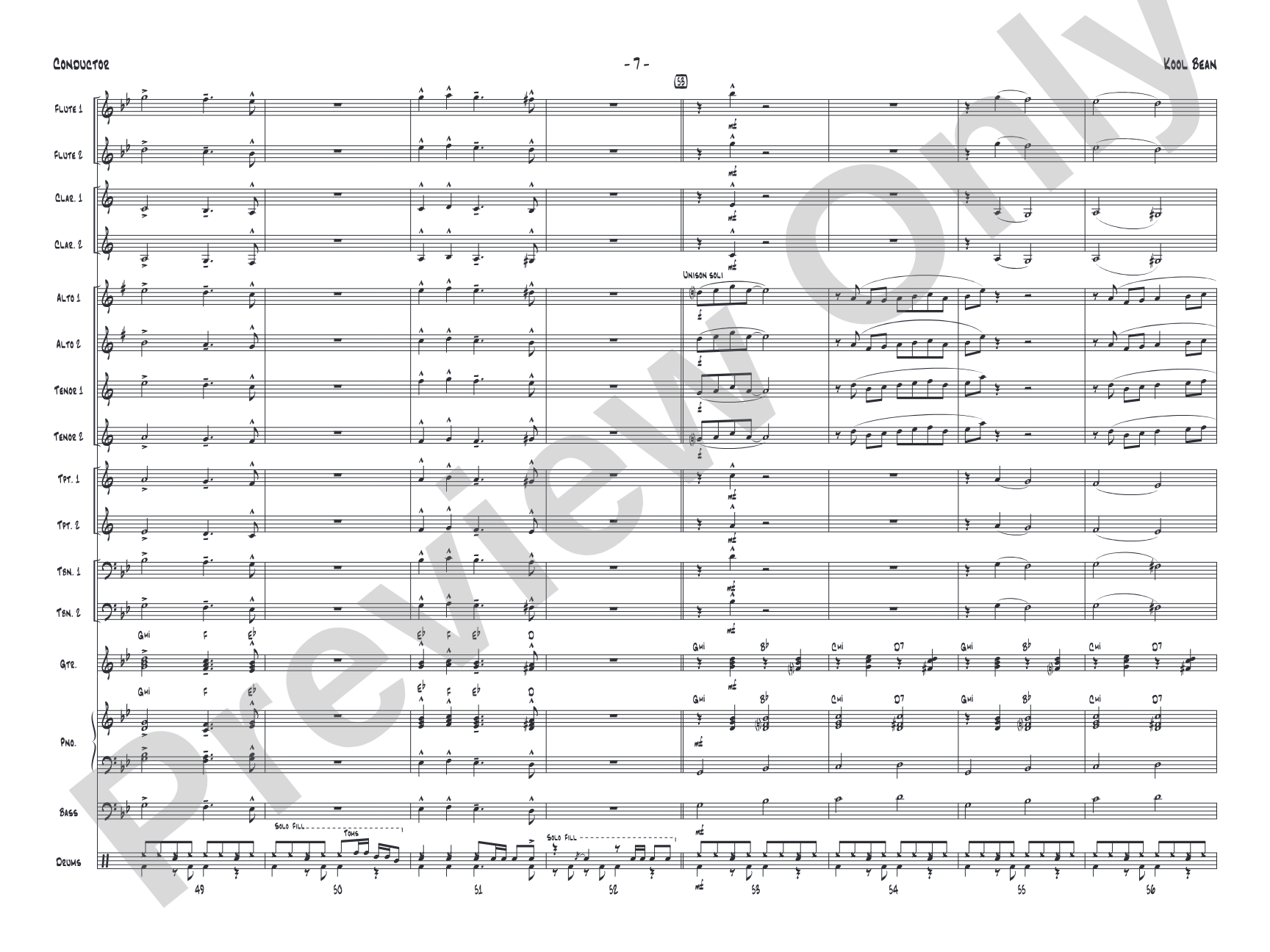 Kool Bean: Jazz Ensemble Conductor Score & Parts