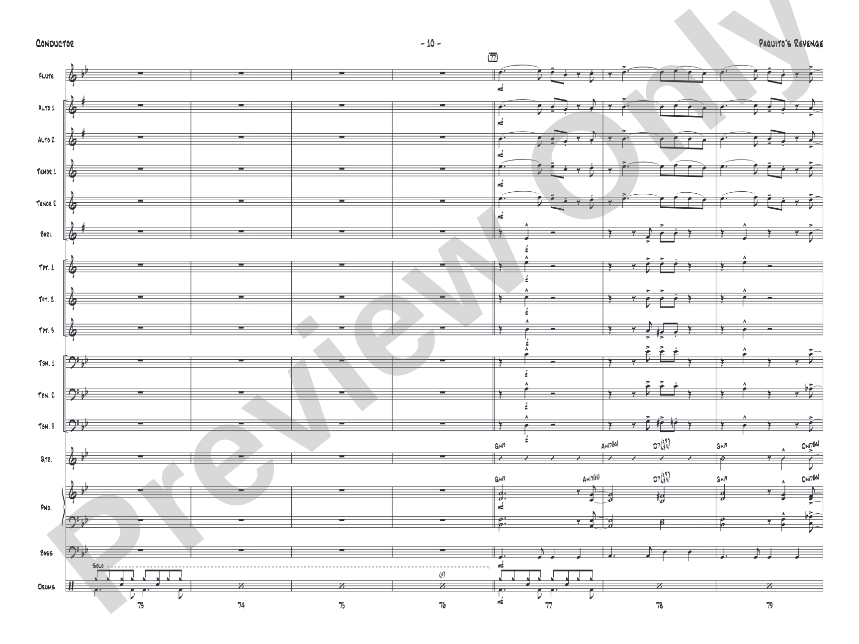 Paquito's Revenge: Jazz Ensemble Conductor Score & Parts