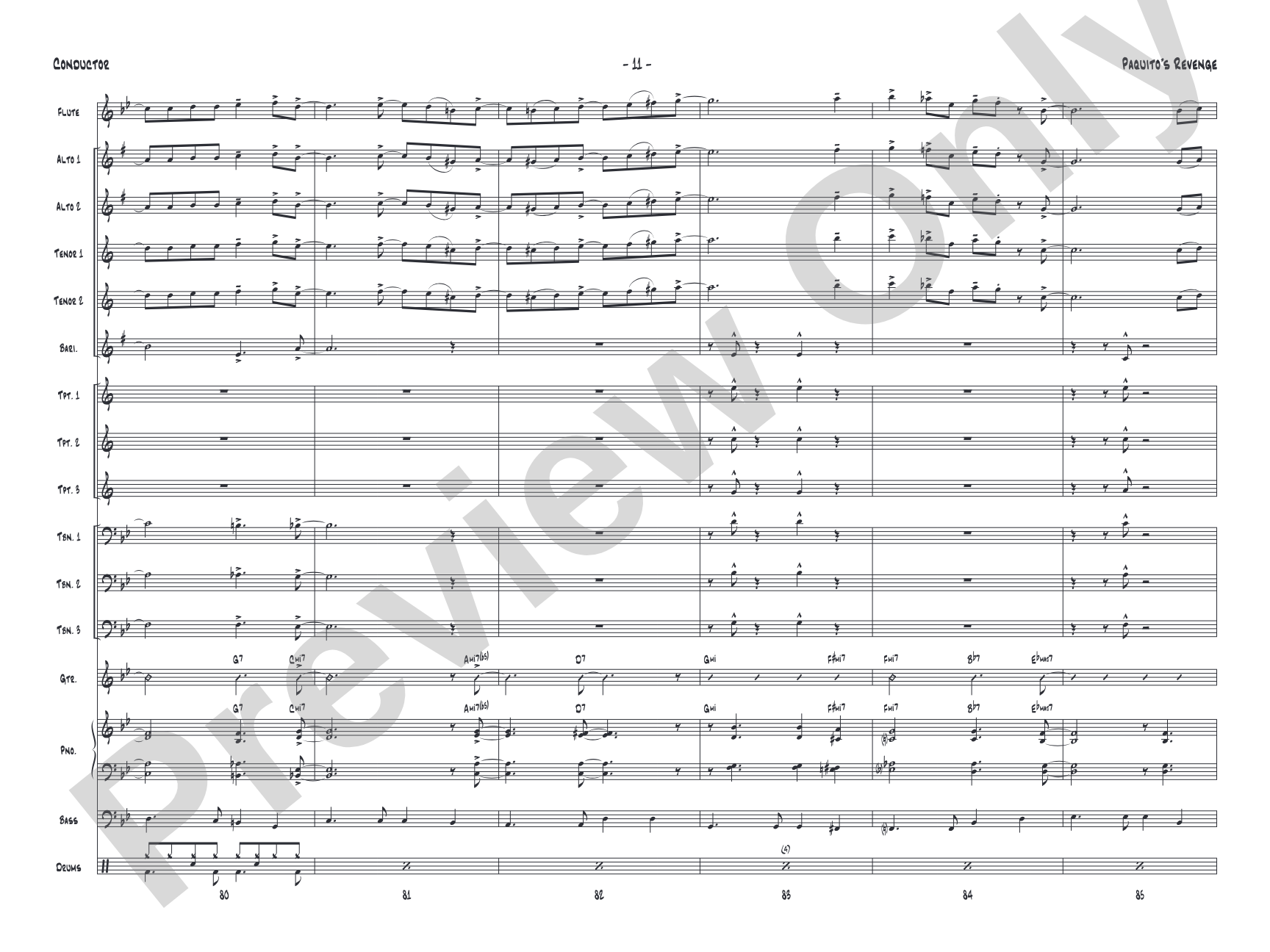 Paquito's Revenge: Jazz Ensemble Conductor Score & Parts