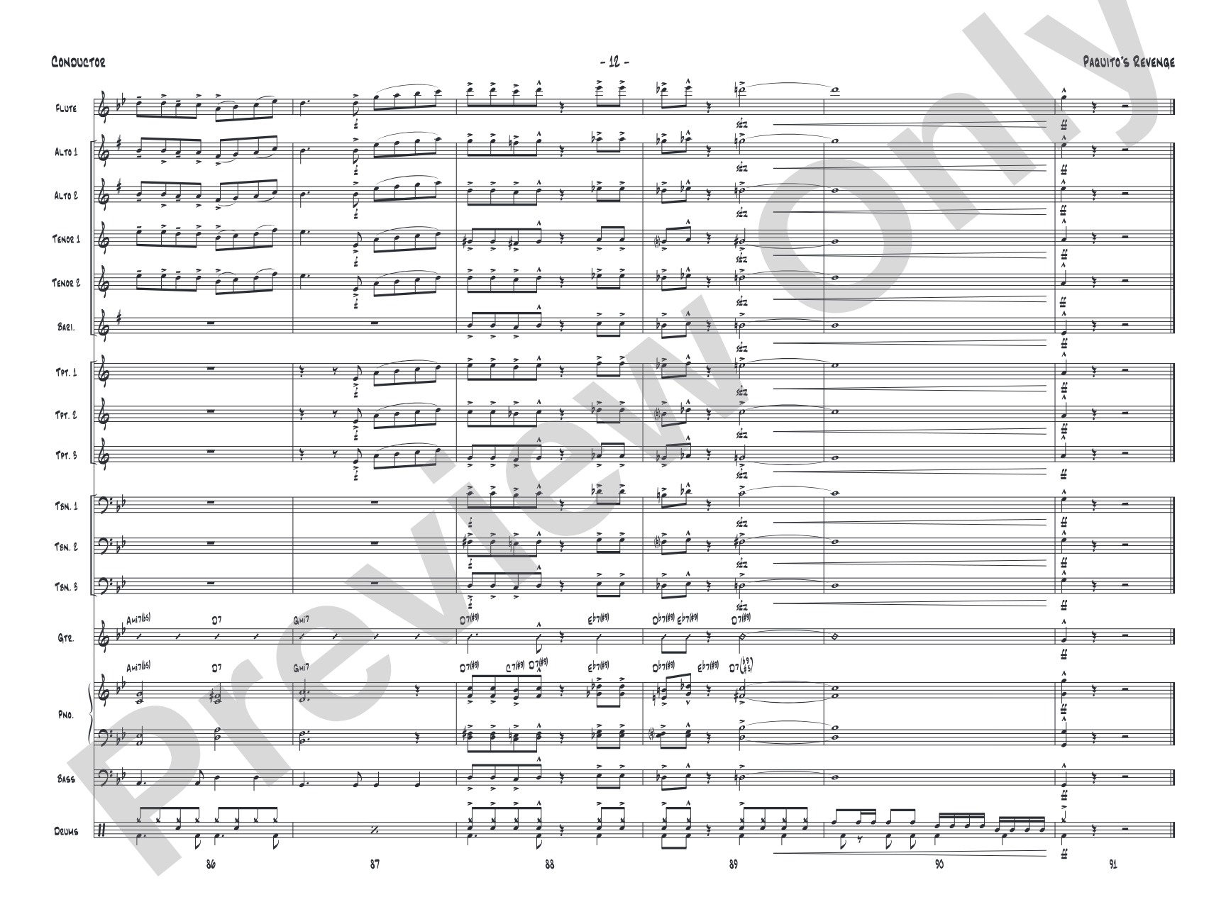 Paquito's Revenge: Jazz Ensemble Conductor Score & Parts