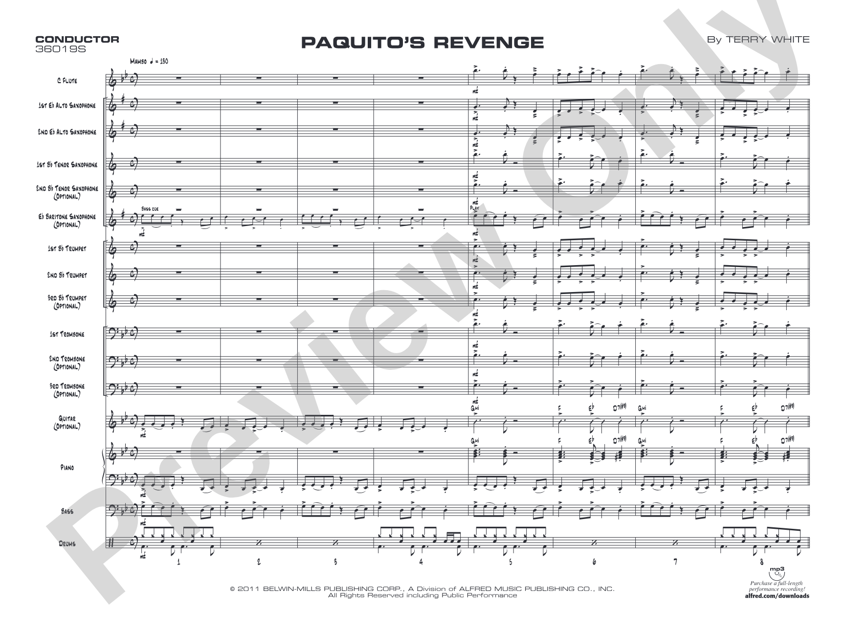 Paquito's Revenge: Jazz Ensemble Conductor Score & Parts