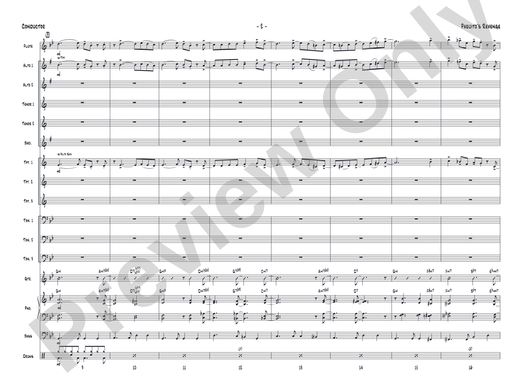 Paquito's Revenge: Jazz Ensemble Conductor Score & Parts