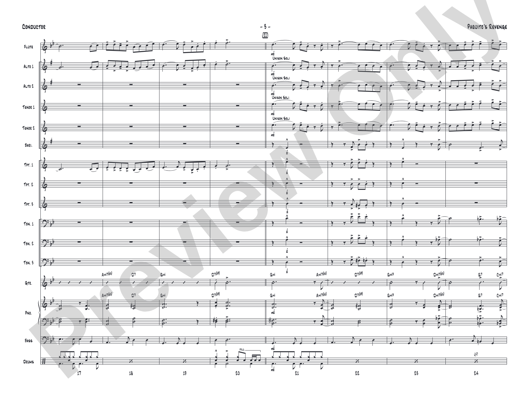 Paquito's Revenge: Jazz Ensemble Conductor Score & Parts