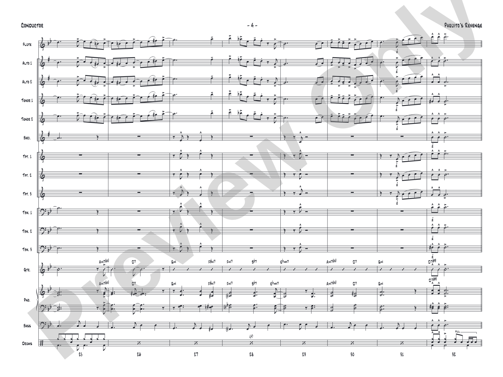 Paquito's Revenge: Jazz Ensemble Conductor Score & Parts