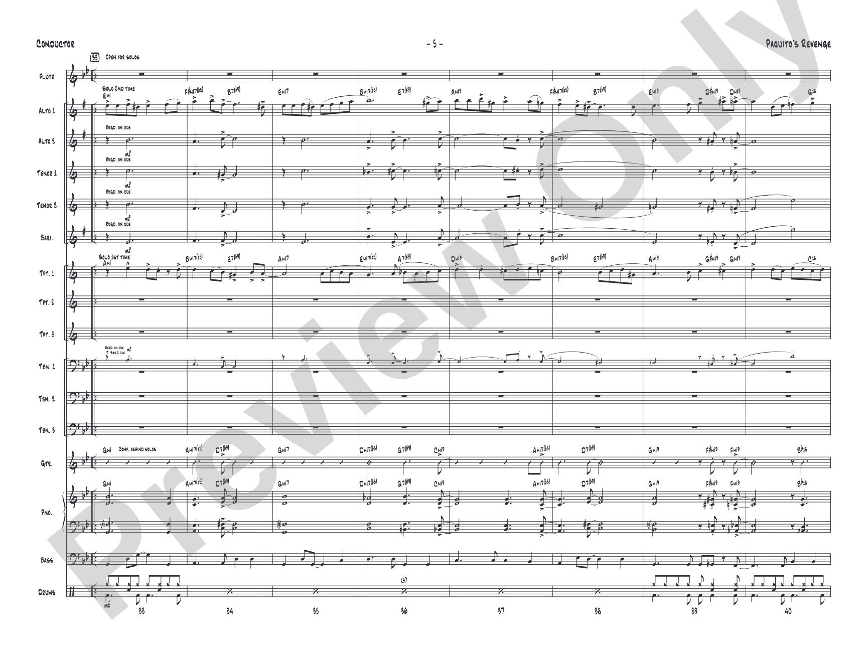 Paquito's Revenge: Jazz Ensemble Conductor Score & Parts