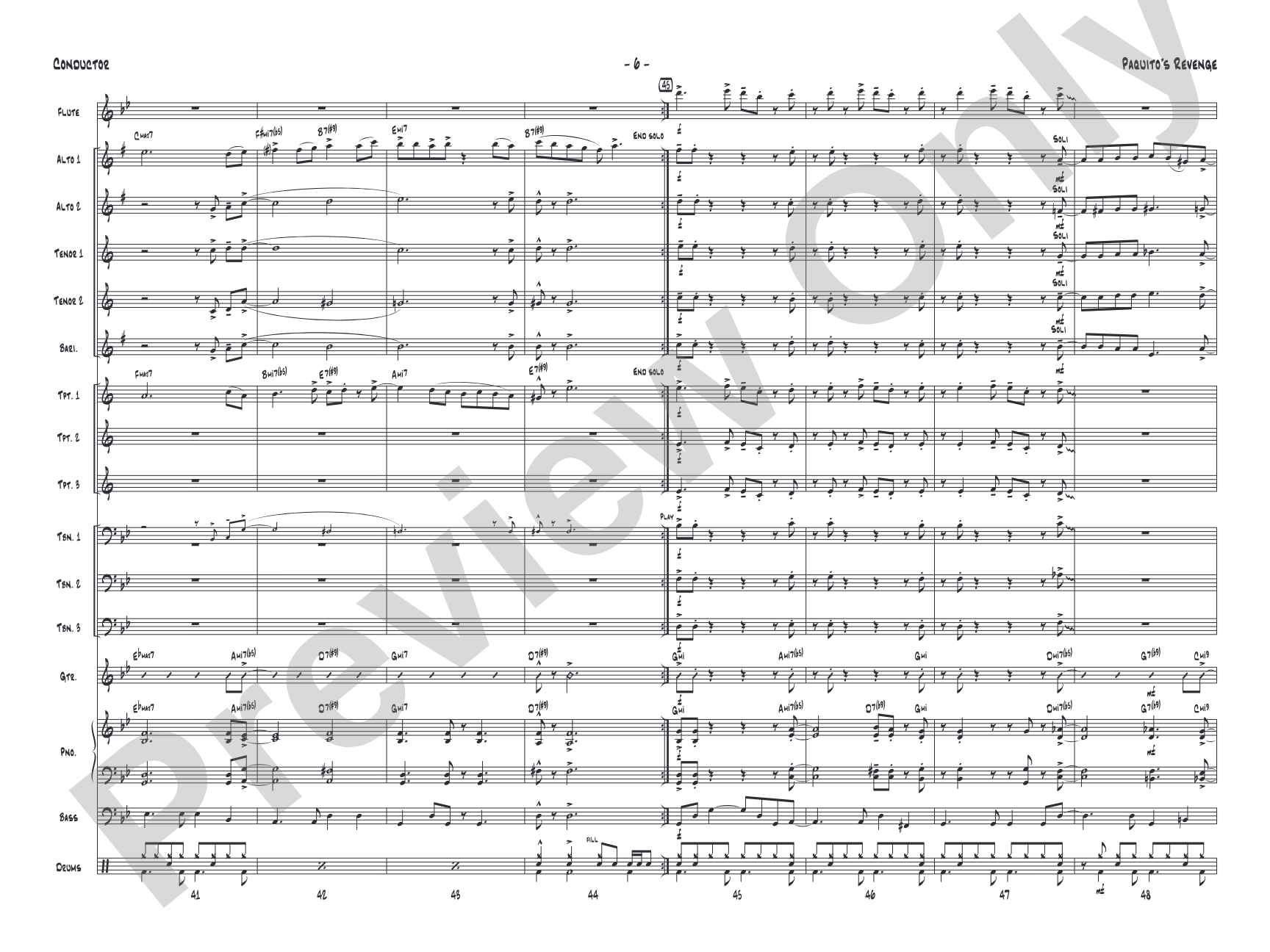 Paquito's Revenge: Jazz Ensemble Conductor Score & Parts