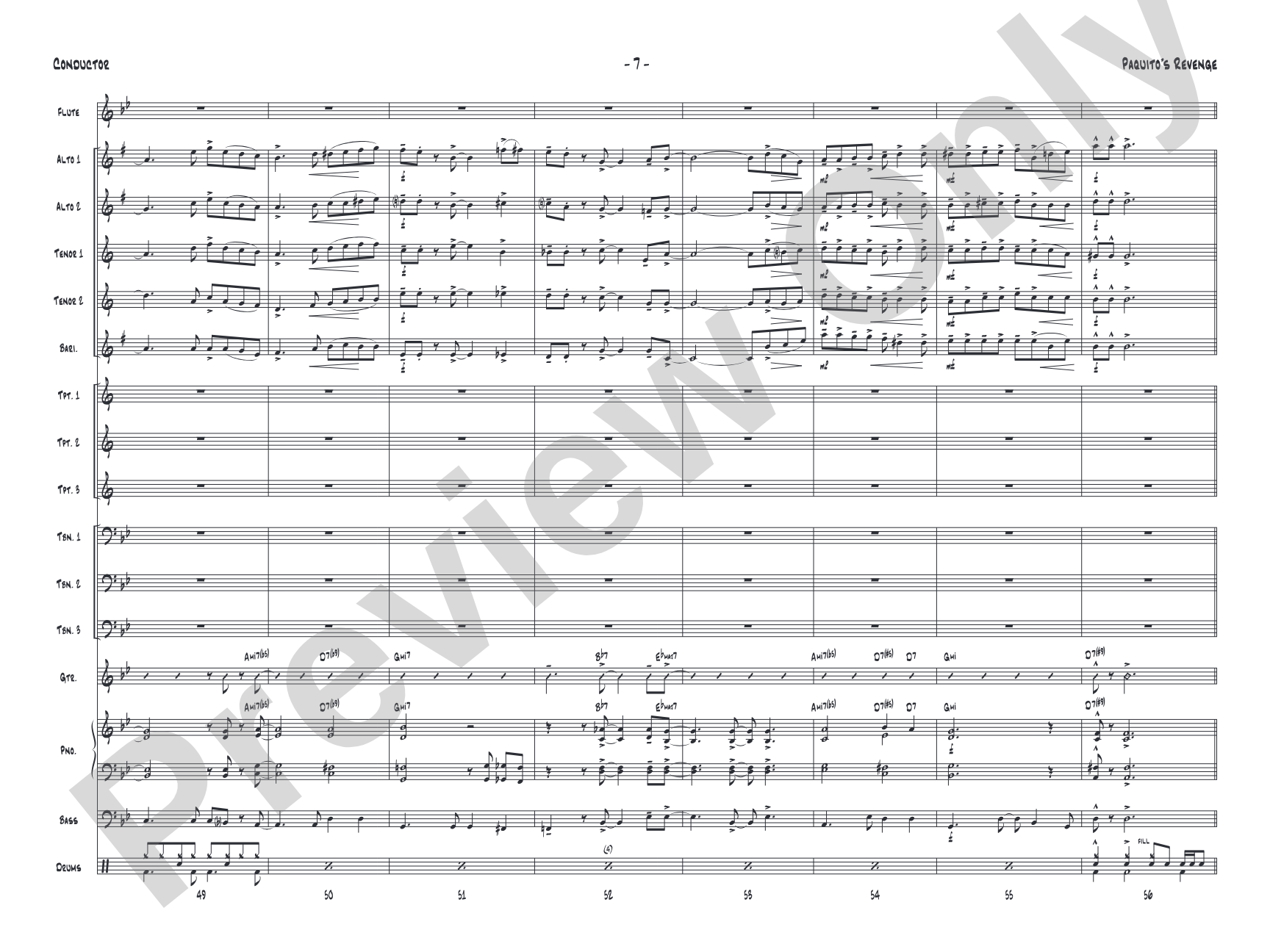 Paquito's Revenge: Jazz Ensemble Conductor Score & Parts