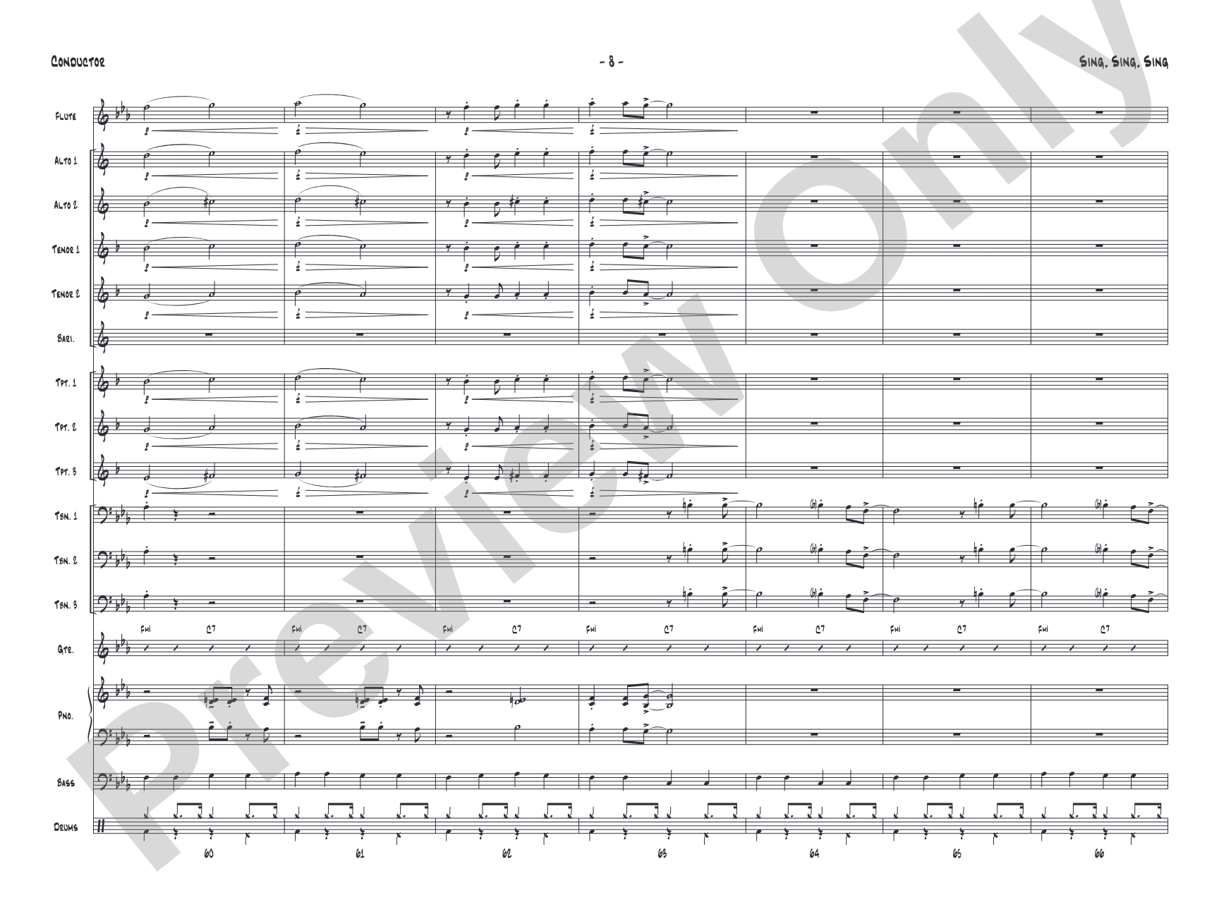 Sing, Sing, Sing: Jazz Ensemble Conductor Score & Parts
