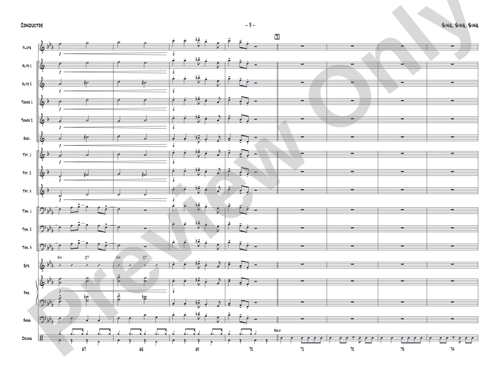 Sing, Sing, Sing: Jazz Ensemble Conductor Score & Parts