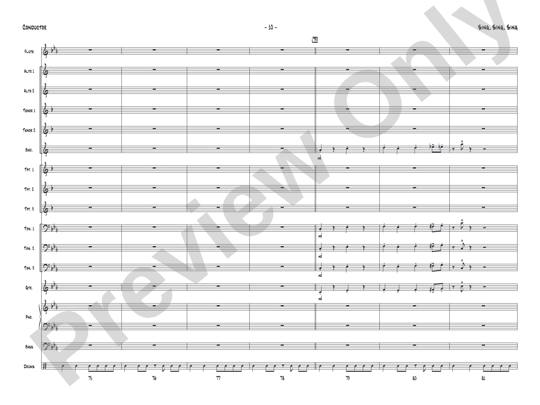 Sing, Sing, Sing: Jazz Ensemble Conductor Score & Parts