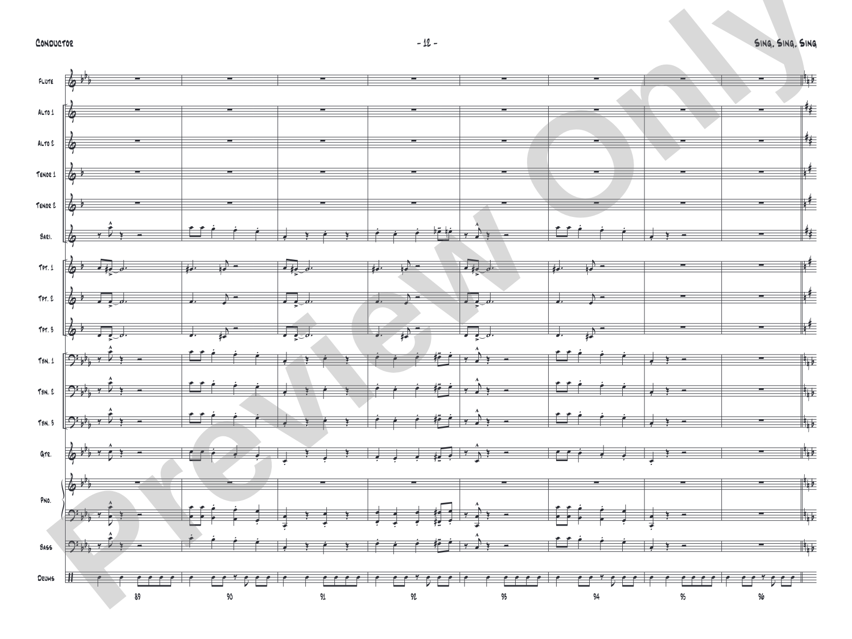 Sing, Sing, Sing: Jazz Ensemble Conductor Score & Parts