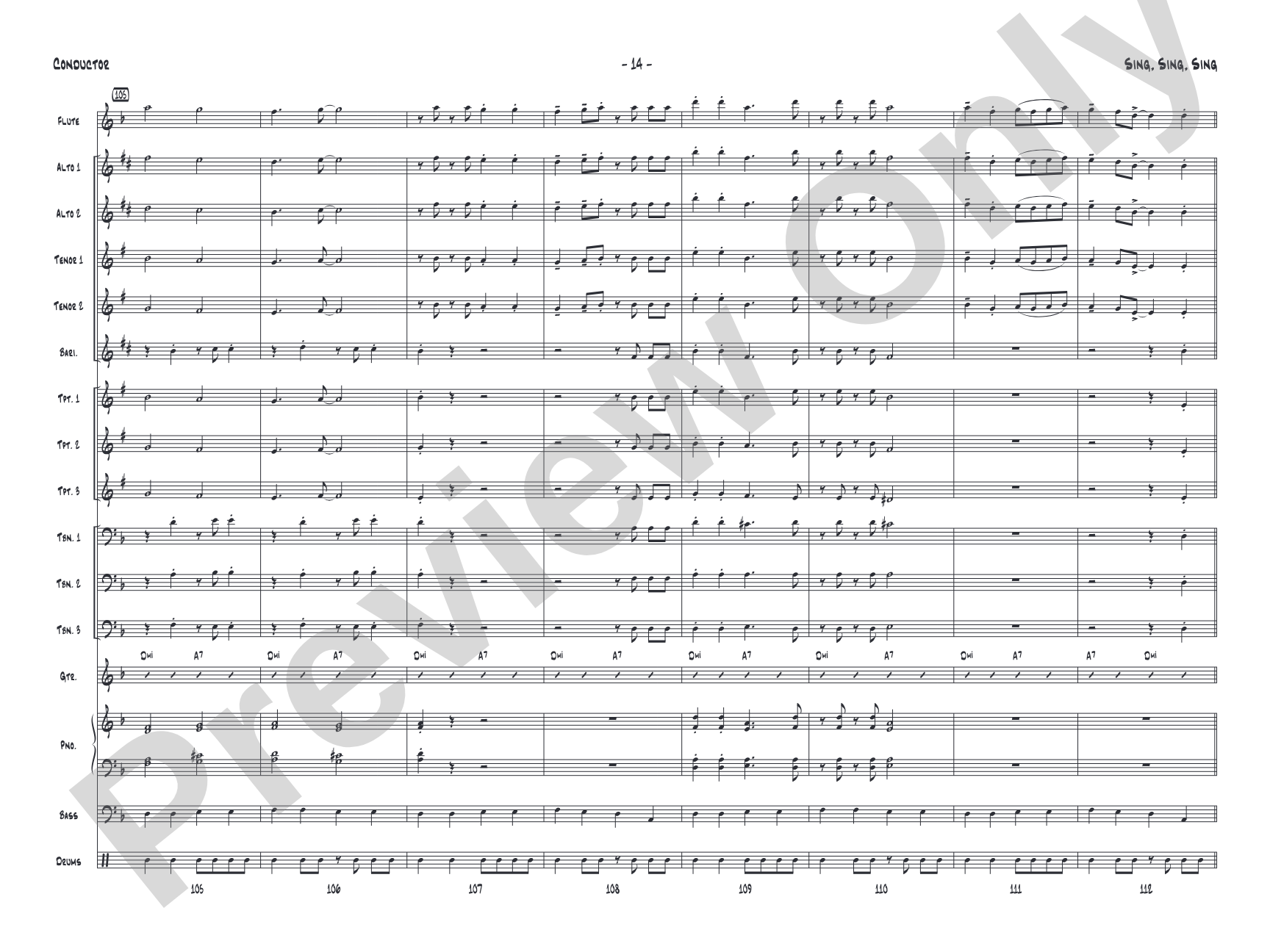 Sing, Sing, Sing: Jazz Ensemble Conductor Score & Parts