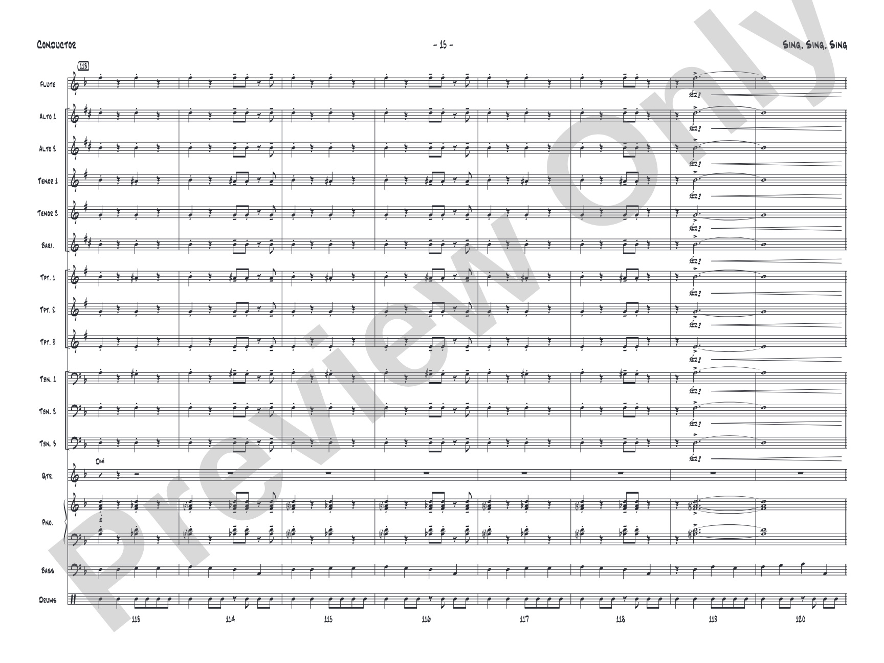 Sing, Sing, Sing: Jazz Ensemble Conductor Score & Parts
