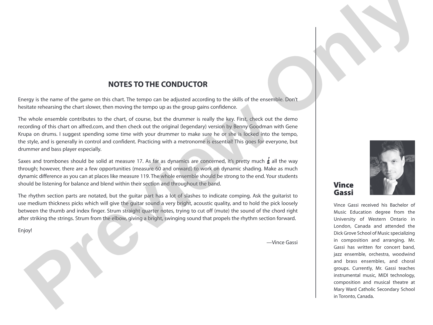 Sing, Sing, Sing: Jazz Ensemble Conductor Score & Parts