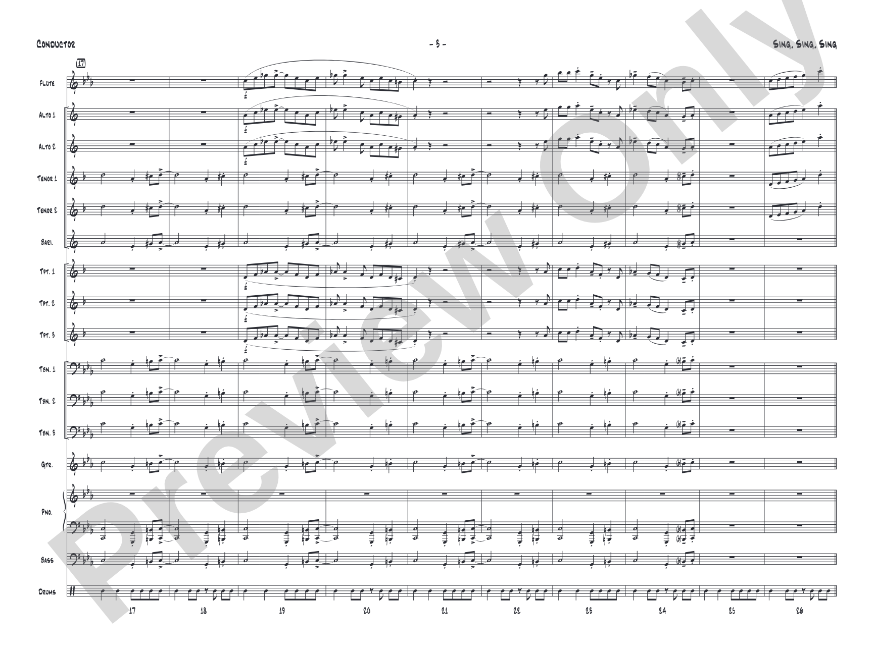 Sing, Sing, Sing: Jazz Ensemble Conductor Score & Parts