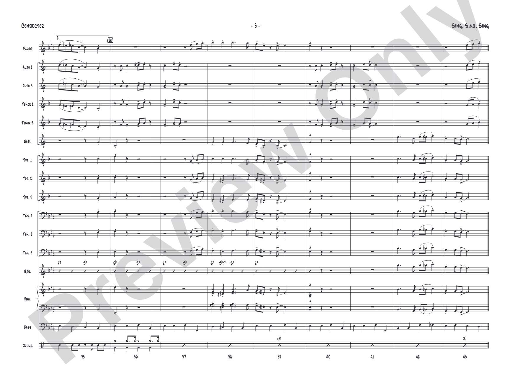 Sing, Sing, Sing: Jazz Ensemble Conductor Score & Parts