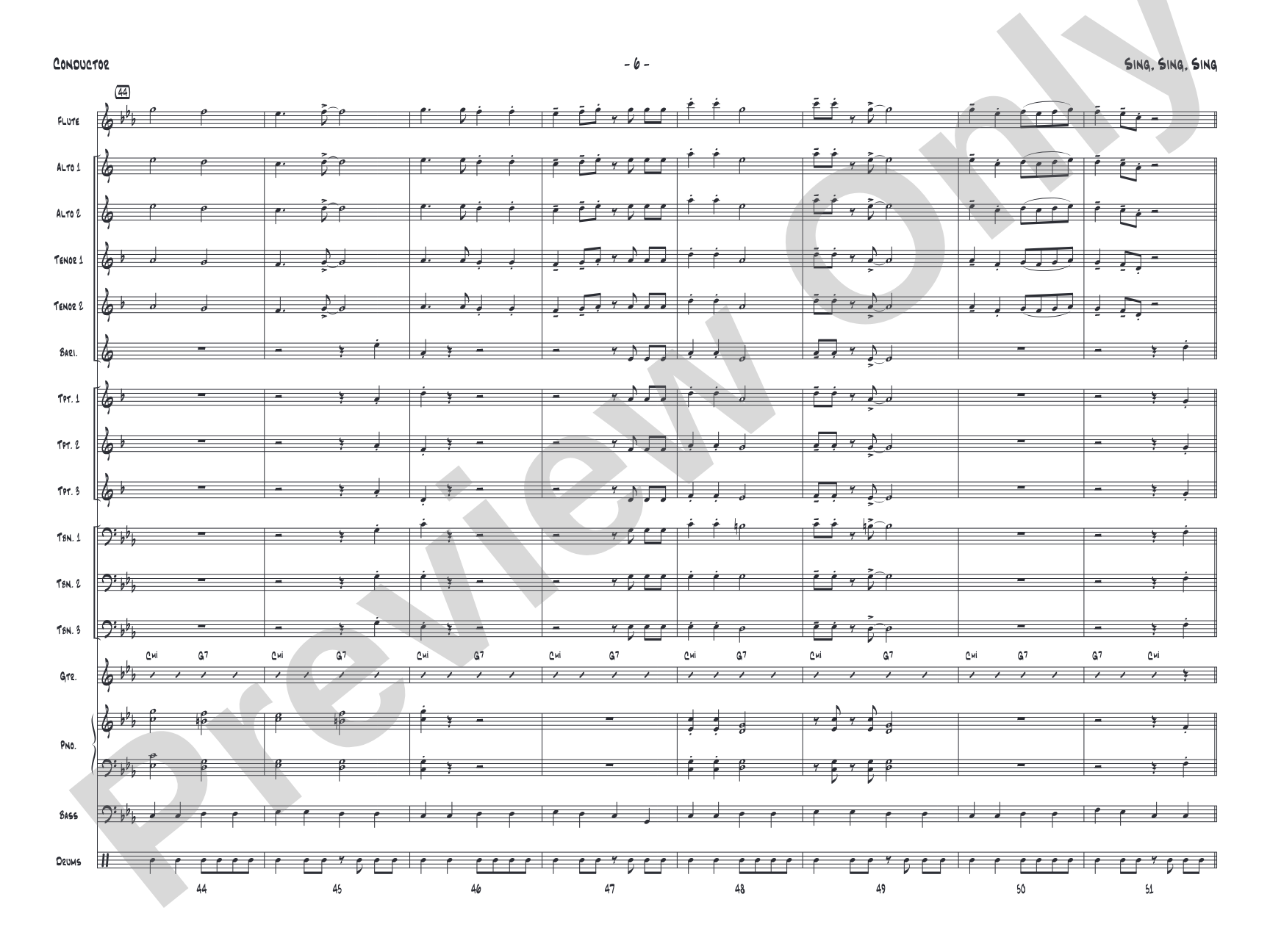 Sing, Sing, Sing: Jazz Ensemble Conductor Score & Parts