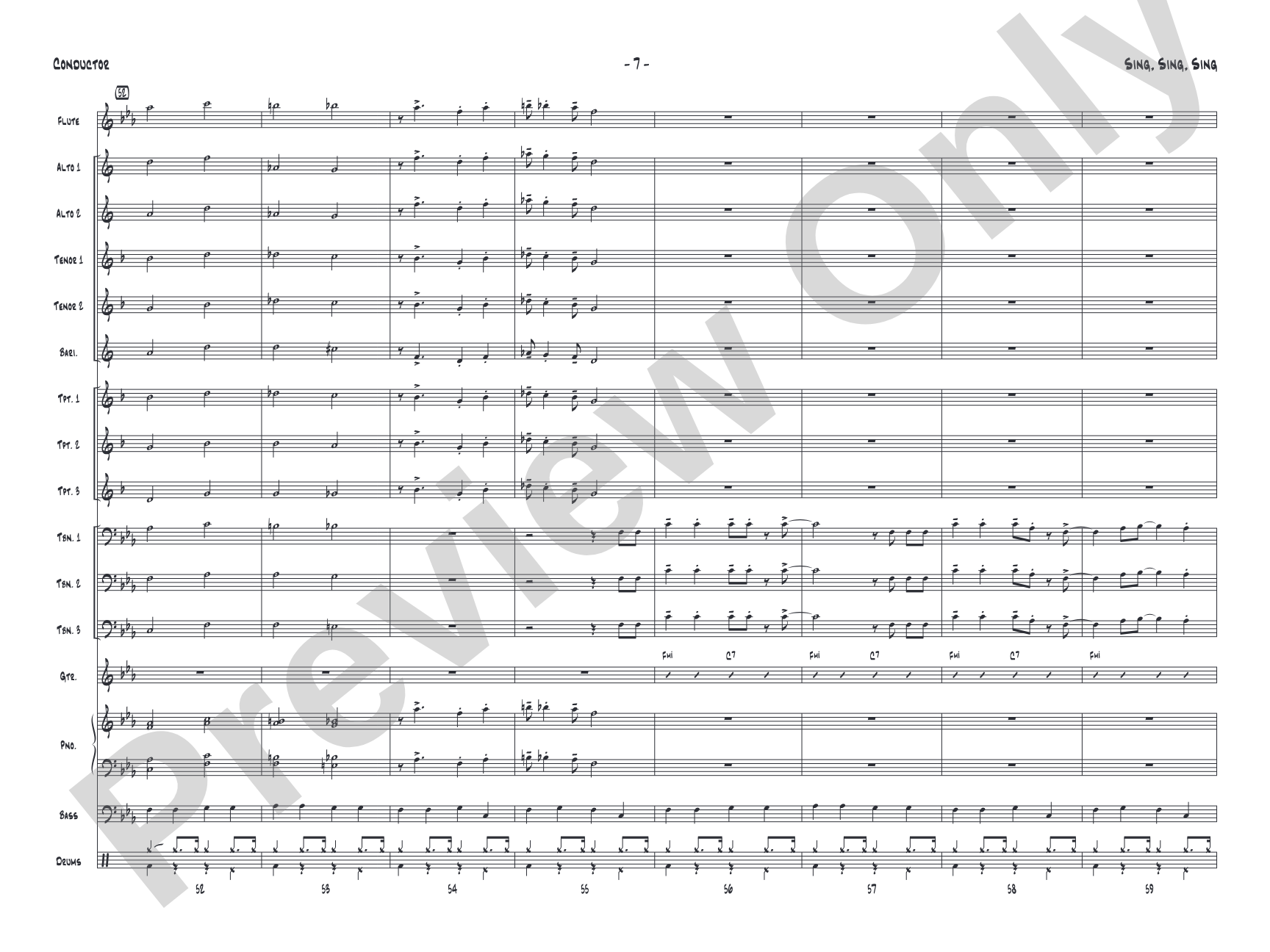Sing, Sing, Sing: Jazz Ensemble Conductor Score & Parts