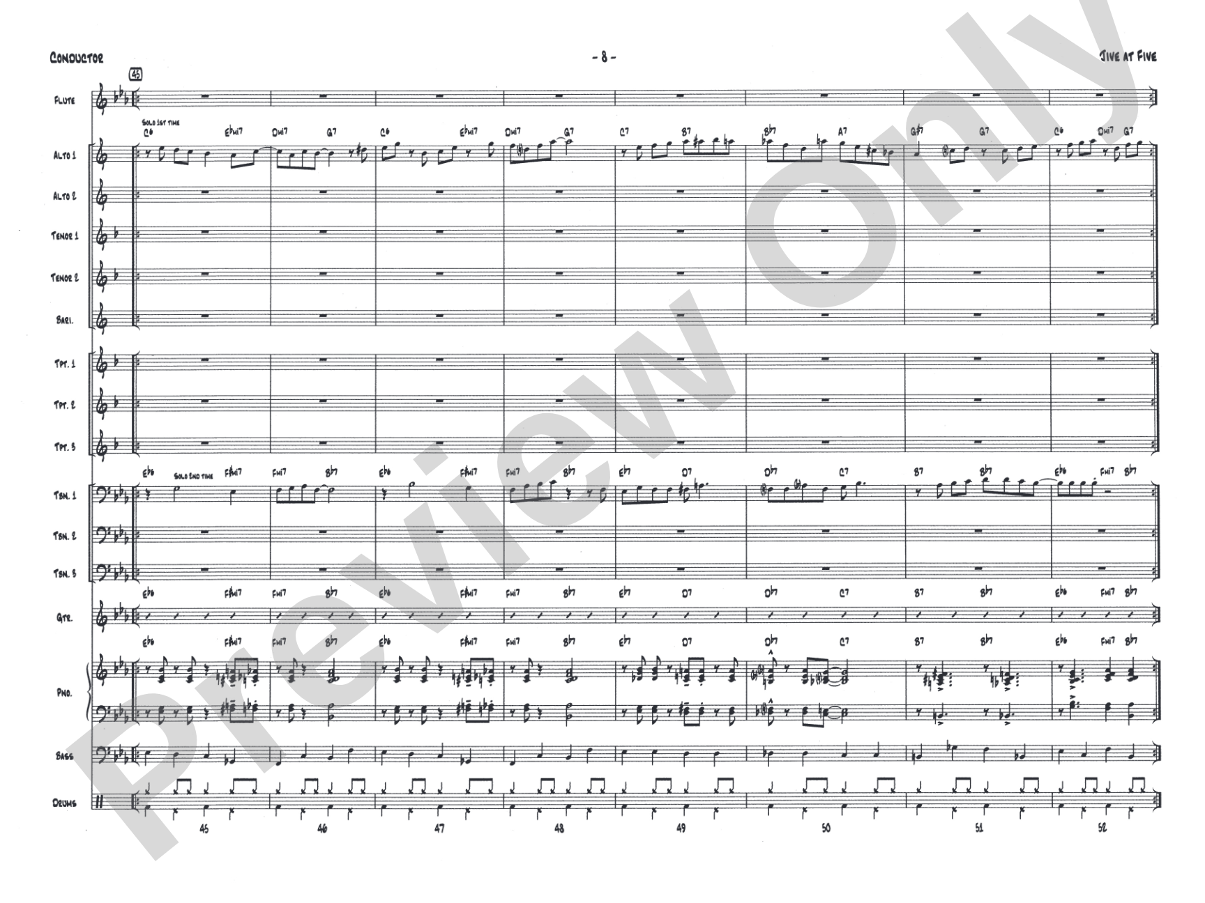 Jive at Five: Jazz Ensemble Conductor Score & Parts