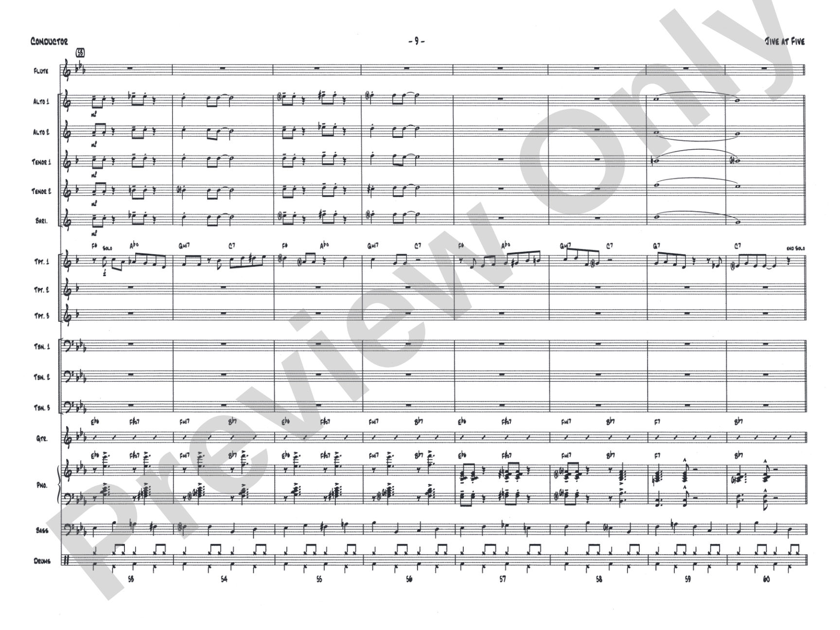 Jive at Five: Jazz Ensemble Conductor Score & Parts