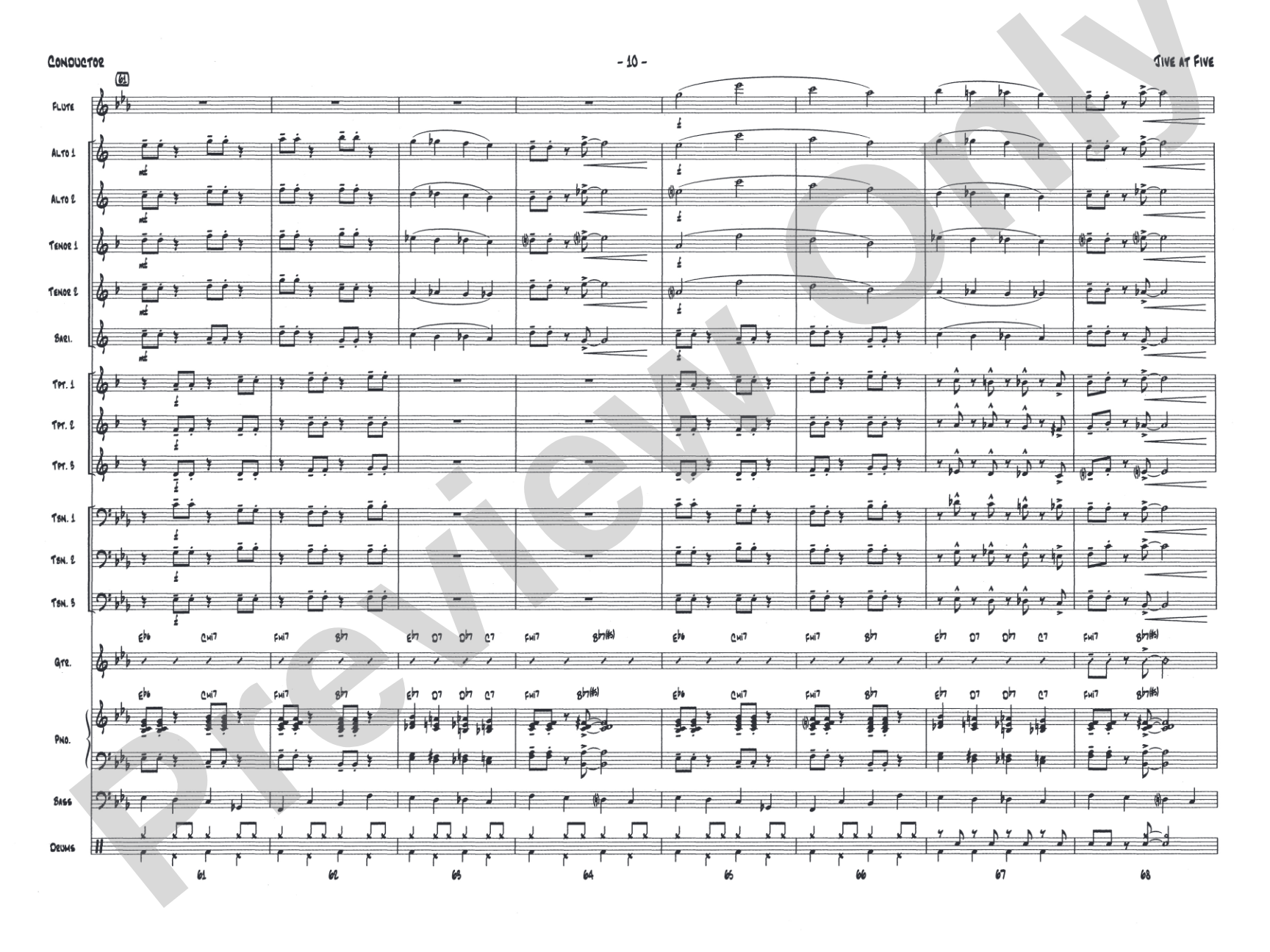 Jive at Five: Jazz Ensemble Conductor Score & Parts