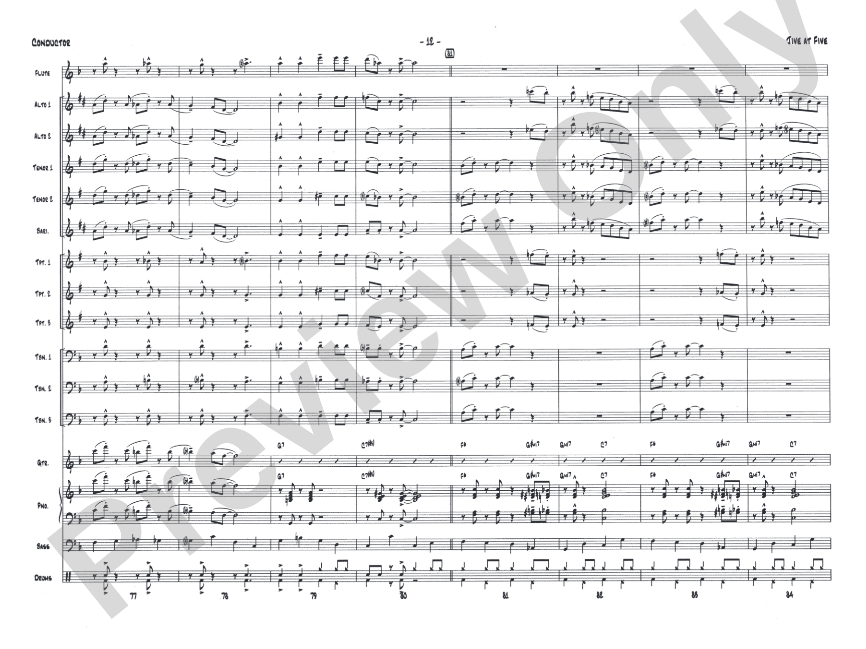 Jive at Five: Jazz Ensemble Conductor Score & Parts
