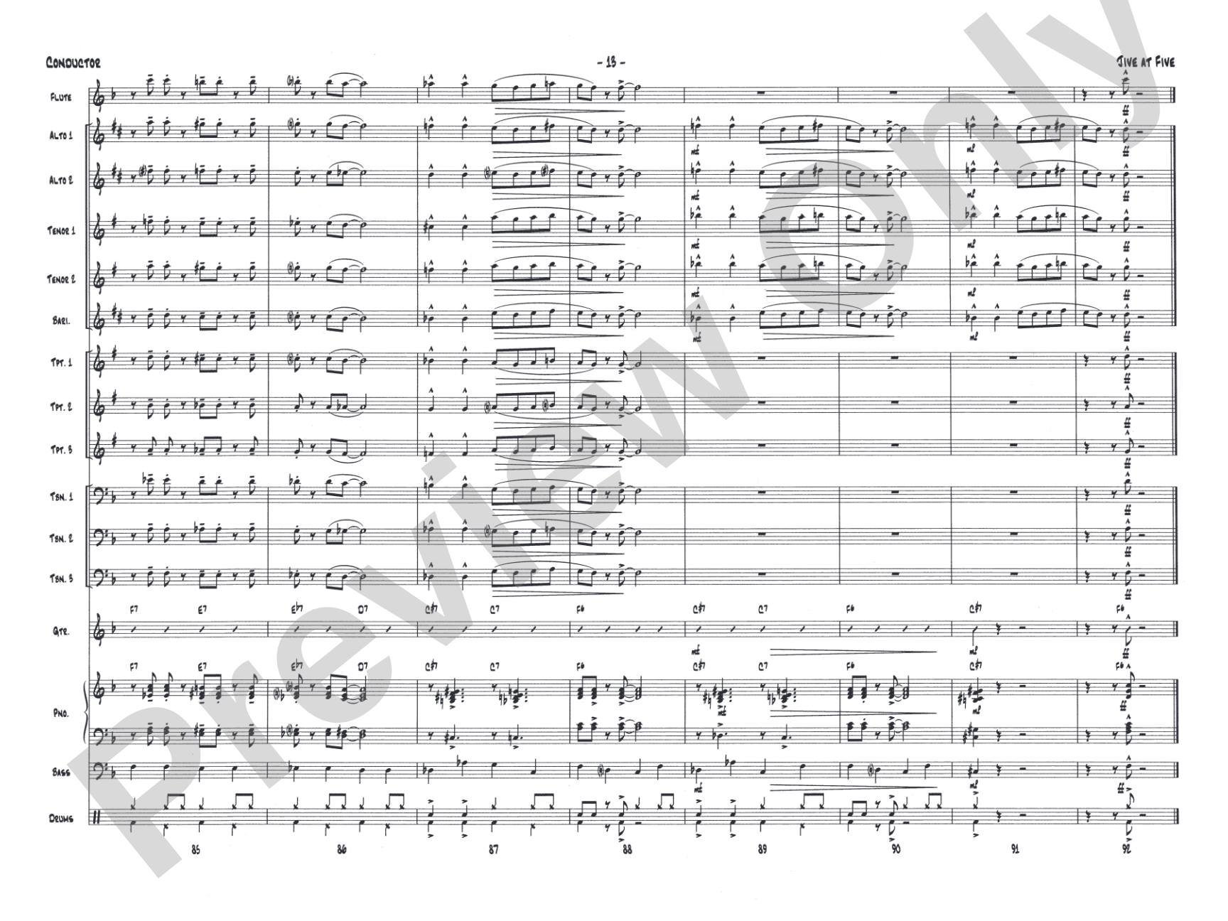 Jive at Five: Jazz Ensemble Conductor Score & Parts