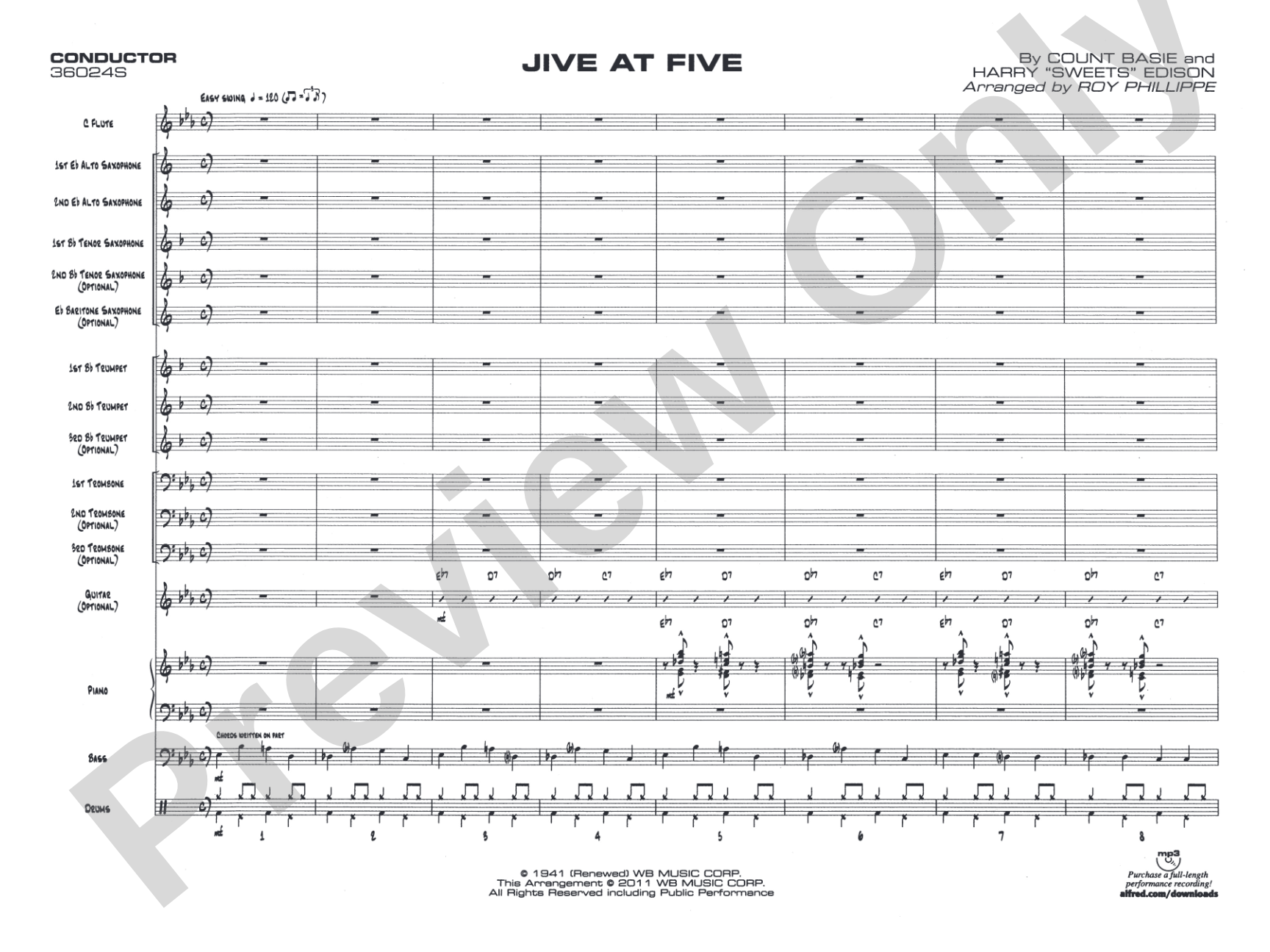 Jive at Five: Jazz Ensemble Conductor Score & Parts