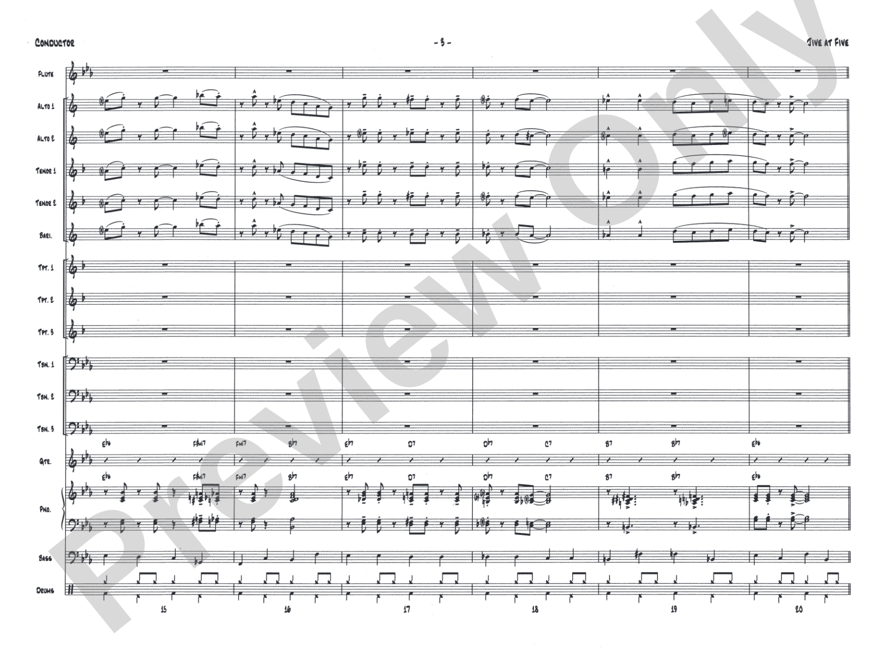 Jive at Five: Jazz Ensemble Conductor Score & Parts