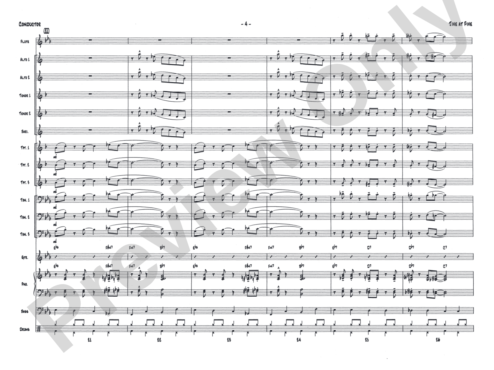 Jive at Five: Jazz Ensemble Conductor Score & Parts