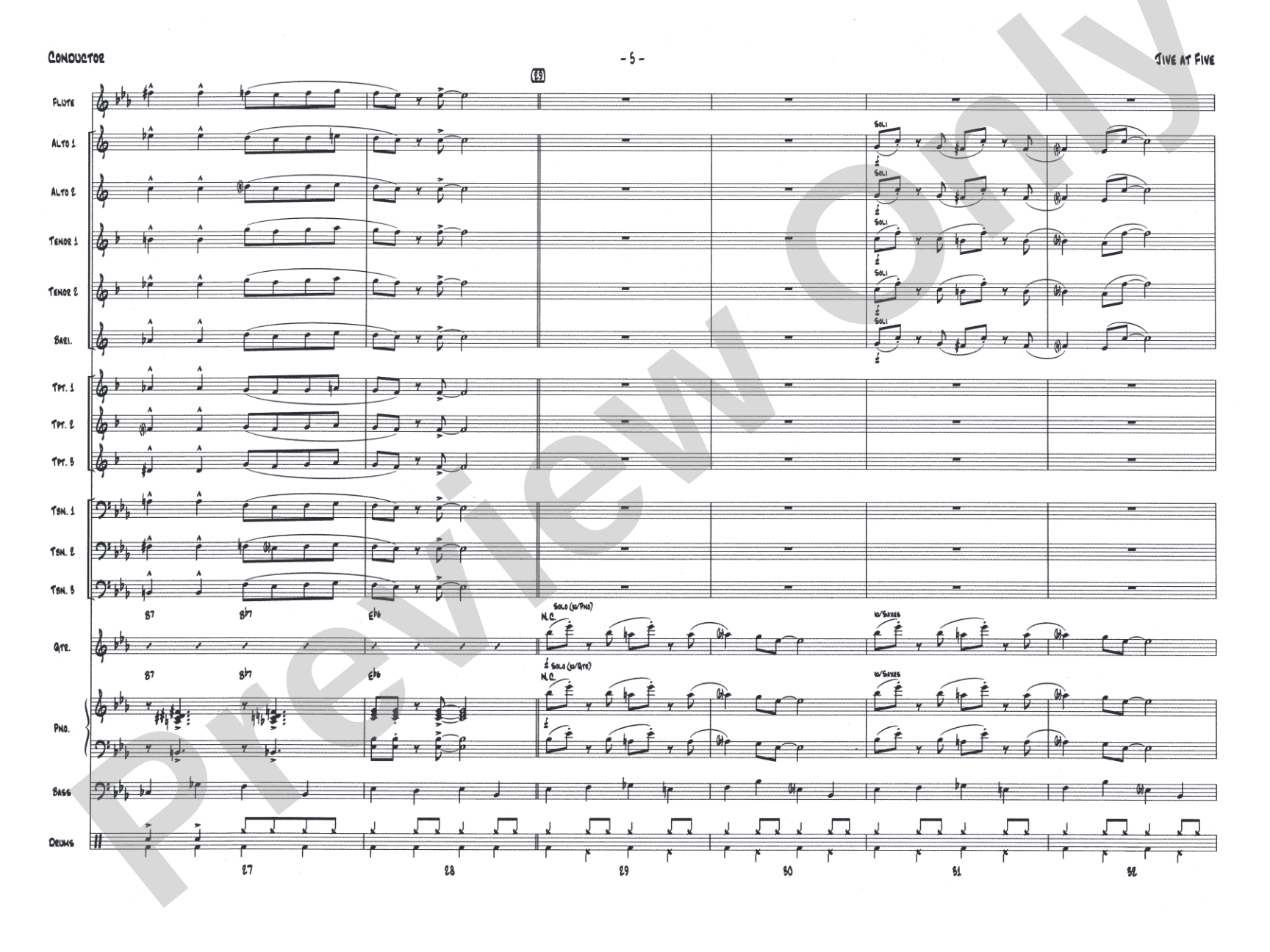Jive at Five: Jazz Ensemble Conductor Score & Parts