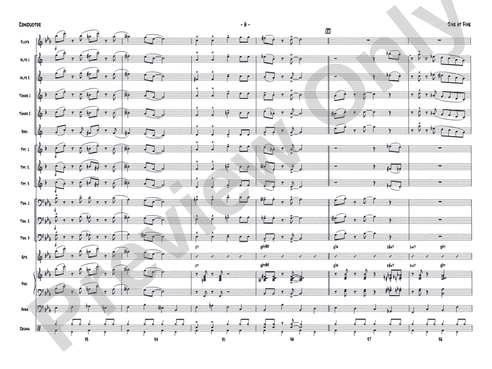 Jive at Five: Jazz Ensemble Conductor Score & Parts