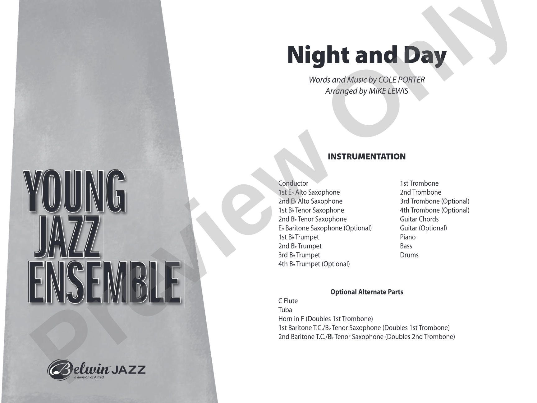 Night and Day: Jazz Ensemble Conductor Score & Parts