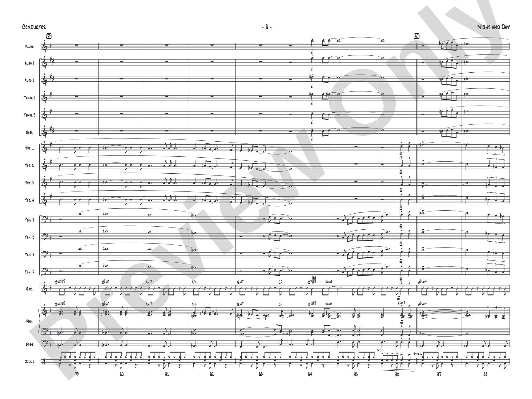 Night and Day: Jazz Ensemble Conductor Score & Parts