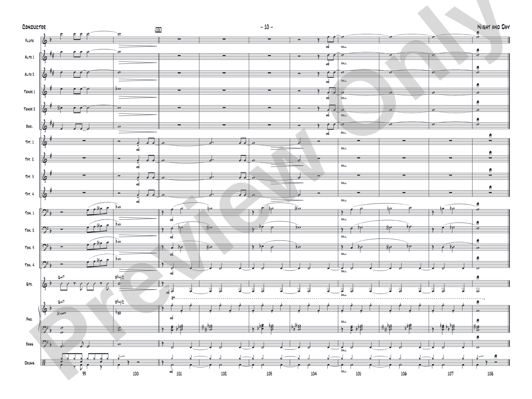 Night and Day: Jazz Ensemble Conductor Score & Parts