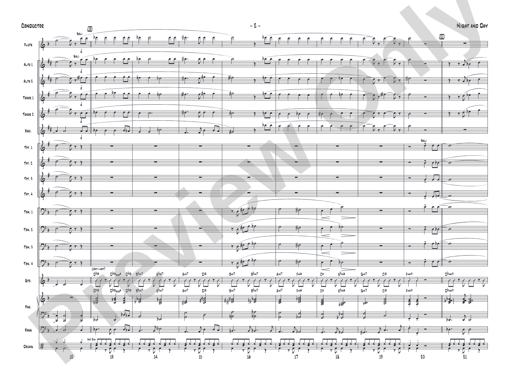 Night and Day: Jazz Ensemble Conductor Score & Parts