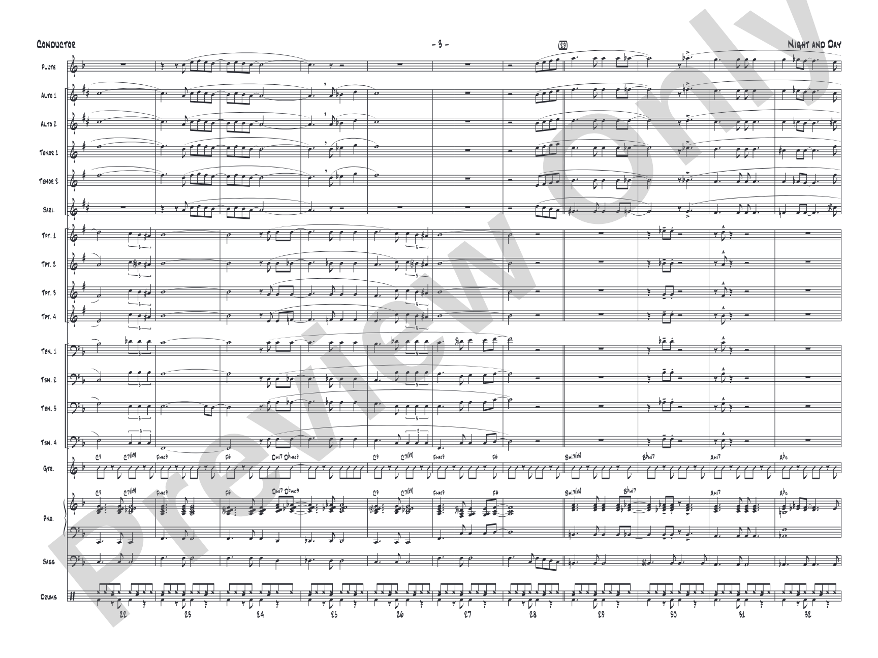 Night and Day: Jazz Ensemble Conductor Score & Parts