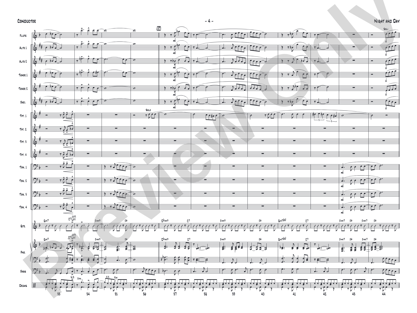 Night and Day: Jazz Ensemble Conductor Score & Parts