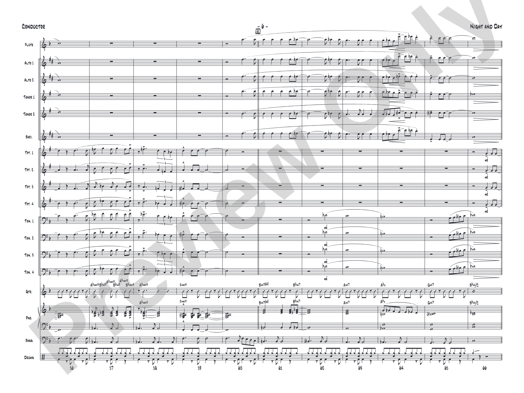 Night and Day: Jazz Ensemble Conductor Score & Parts
