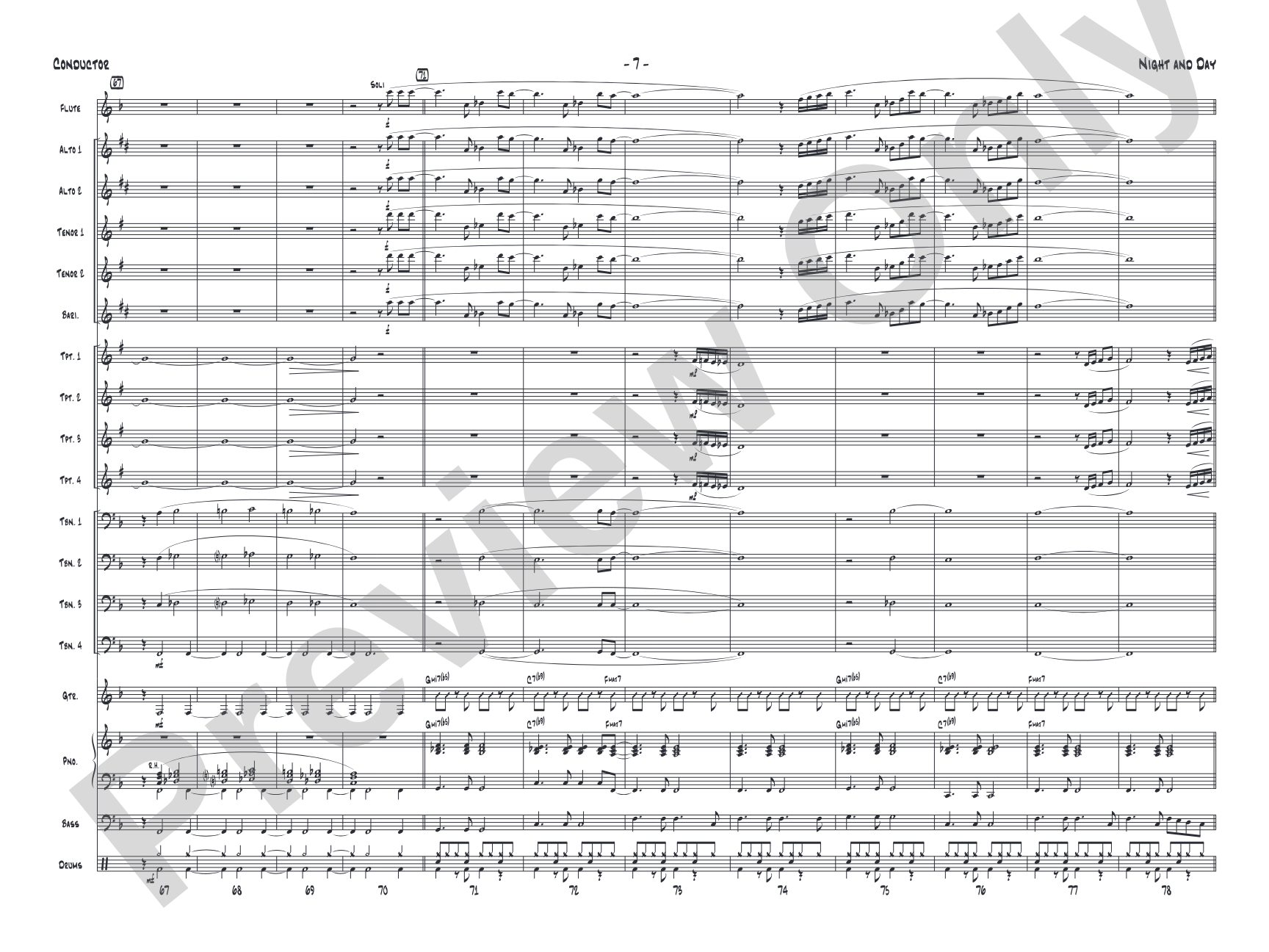 Night and Day: Jazz Ensemble Conductor Score & Parts