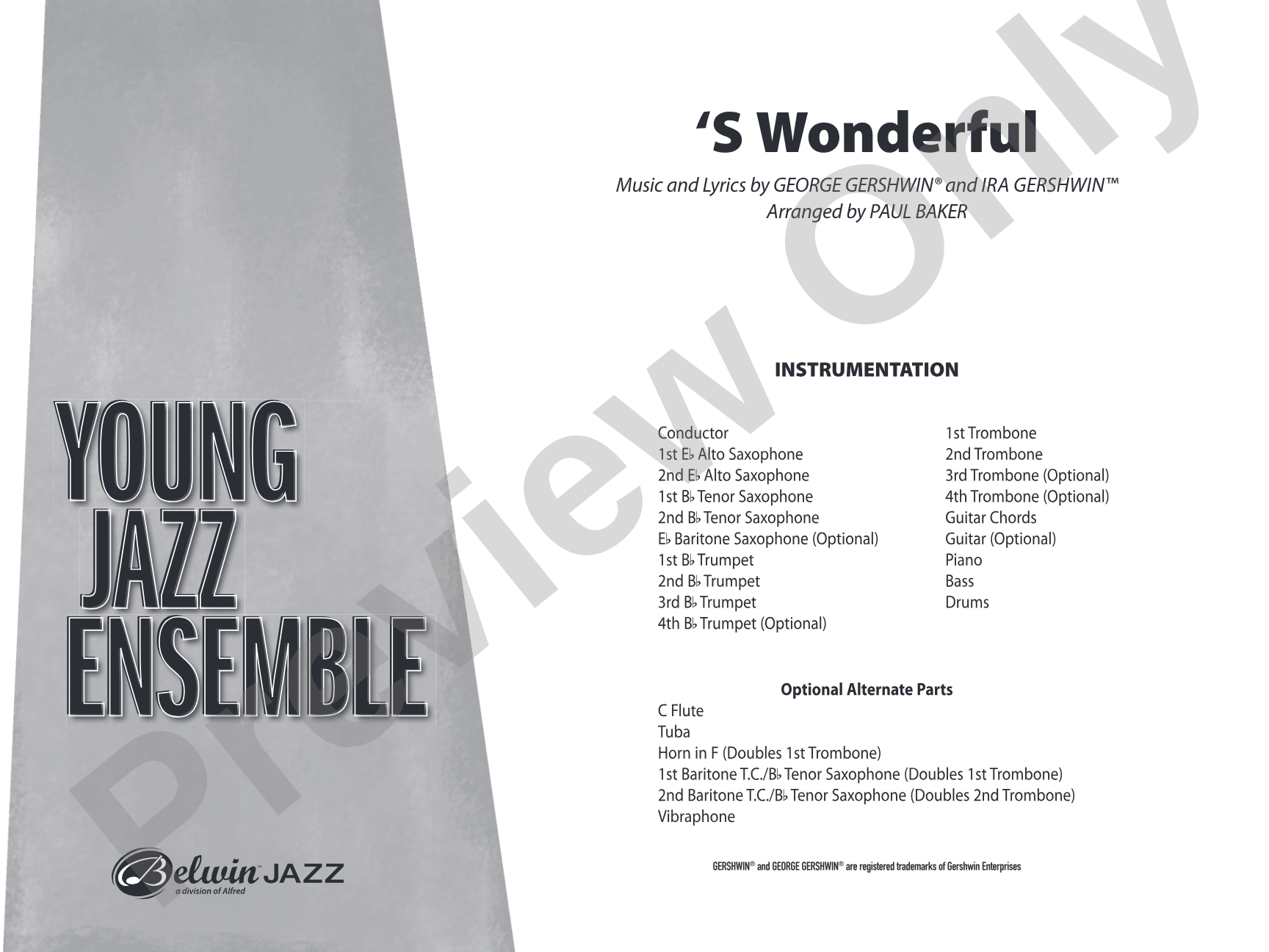 'S Wonderful: Jazz Ensemble Conductor Score & Parts
