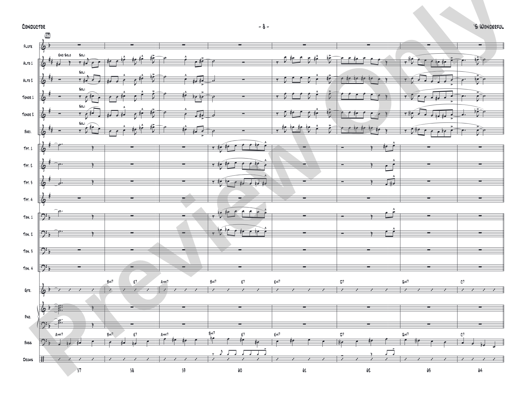 'S Wonderful: Jazz Ensemble Conductor Score & Parts
