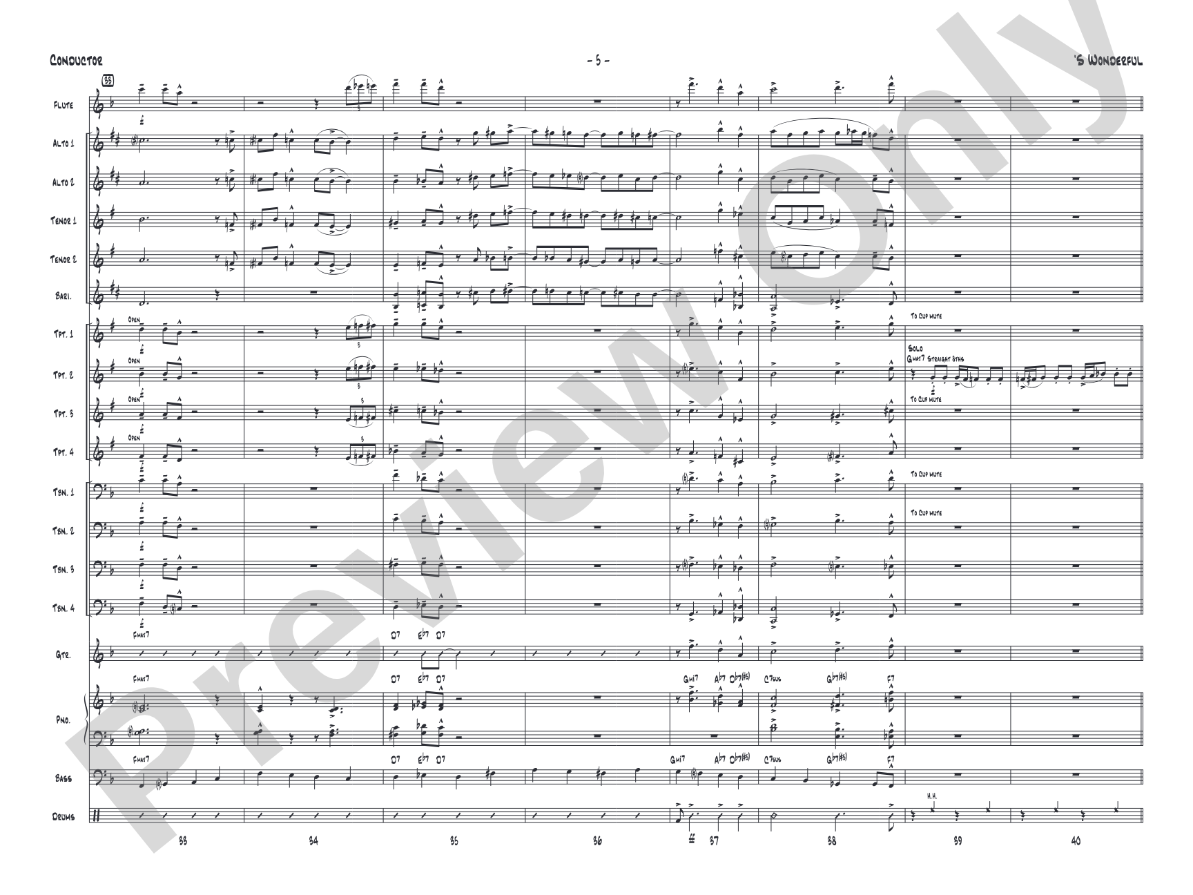 'S Wonderful: Jazz Ensemble Conductor Score & Parts