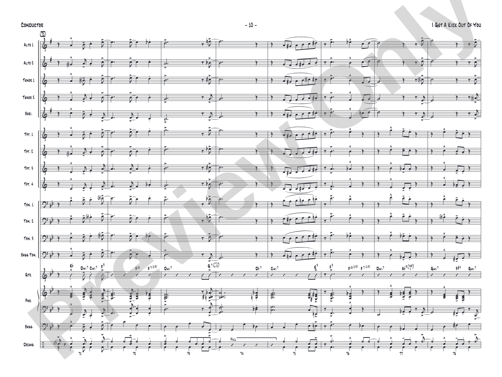 I Get a Kick Out of You: Jazz Ensemble Conductor Score & Parts