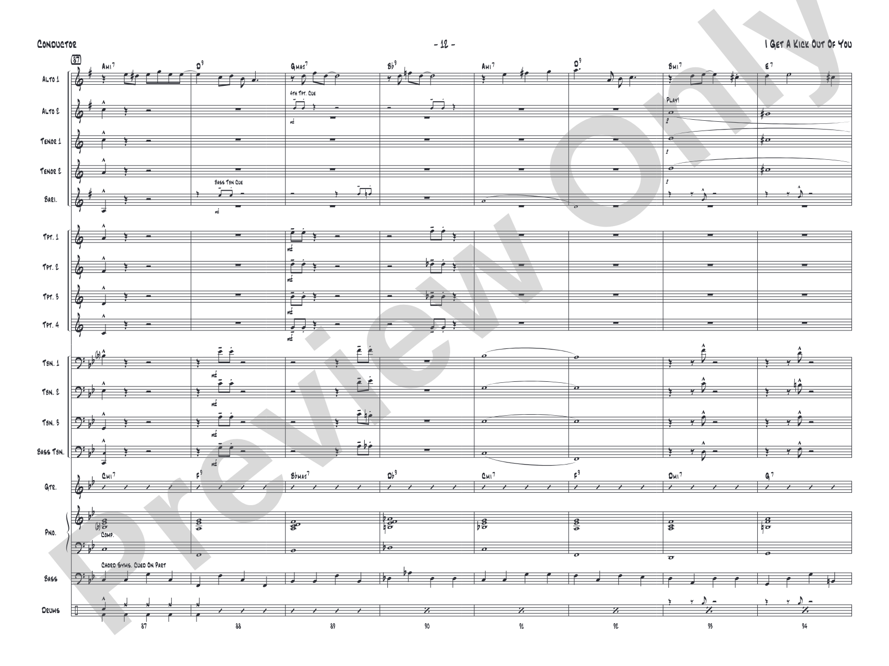 I Get a Kick Out of You: Jazz Ensemble Conductor Score & Parts
