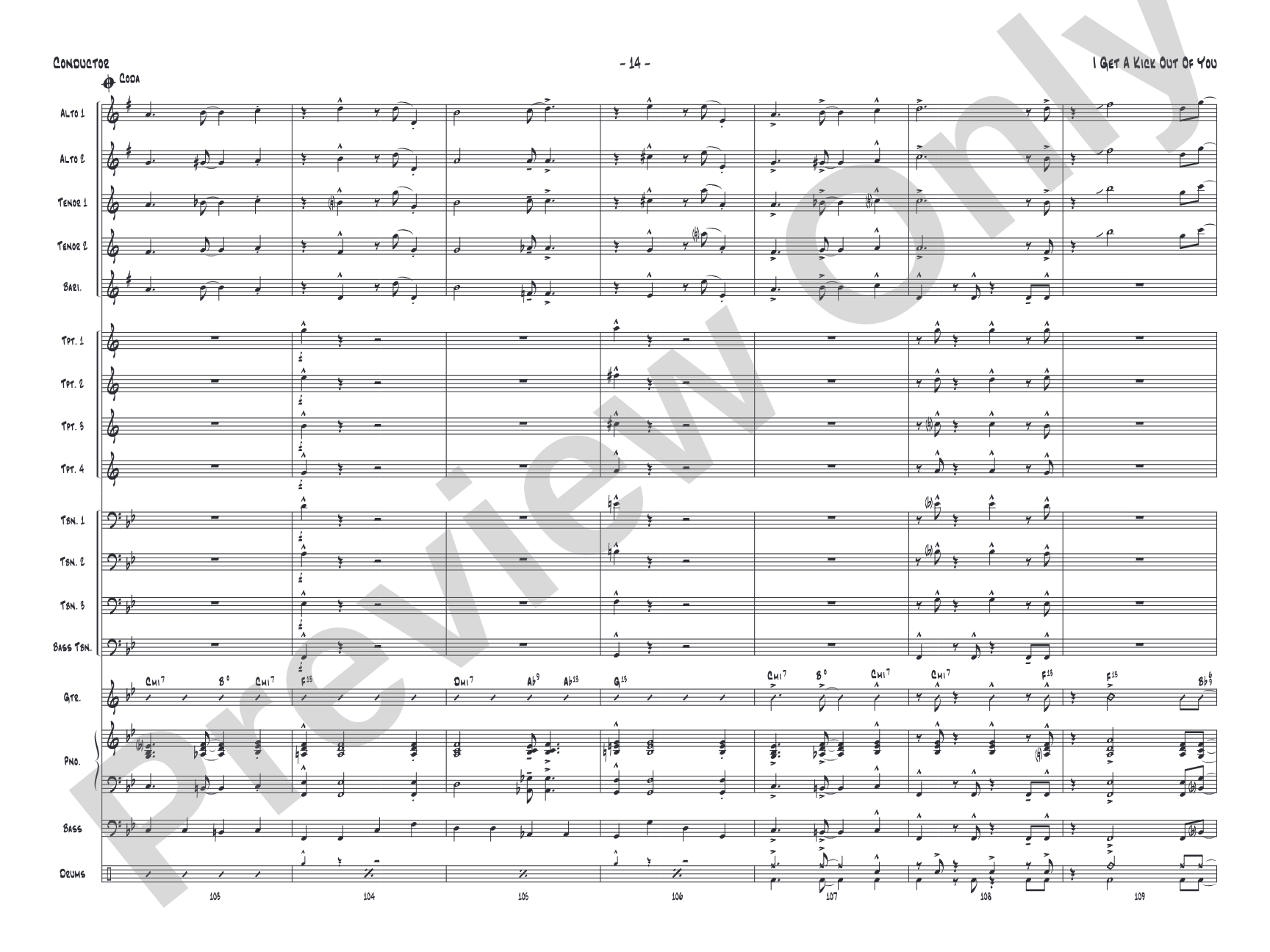 I Get a Kick Out of You: Jazz Ensemble Conductor Score & Parts