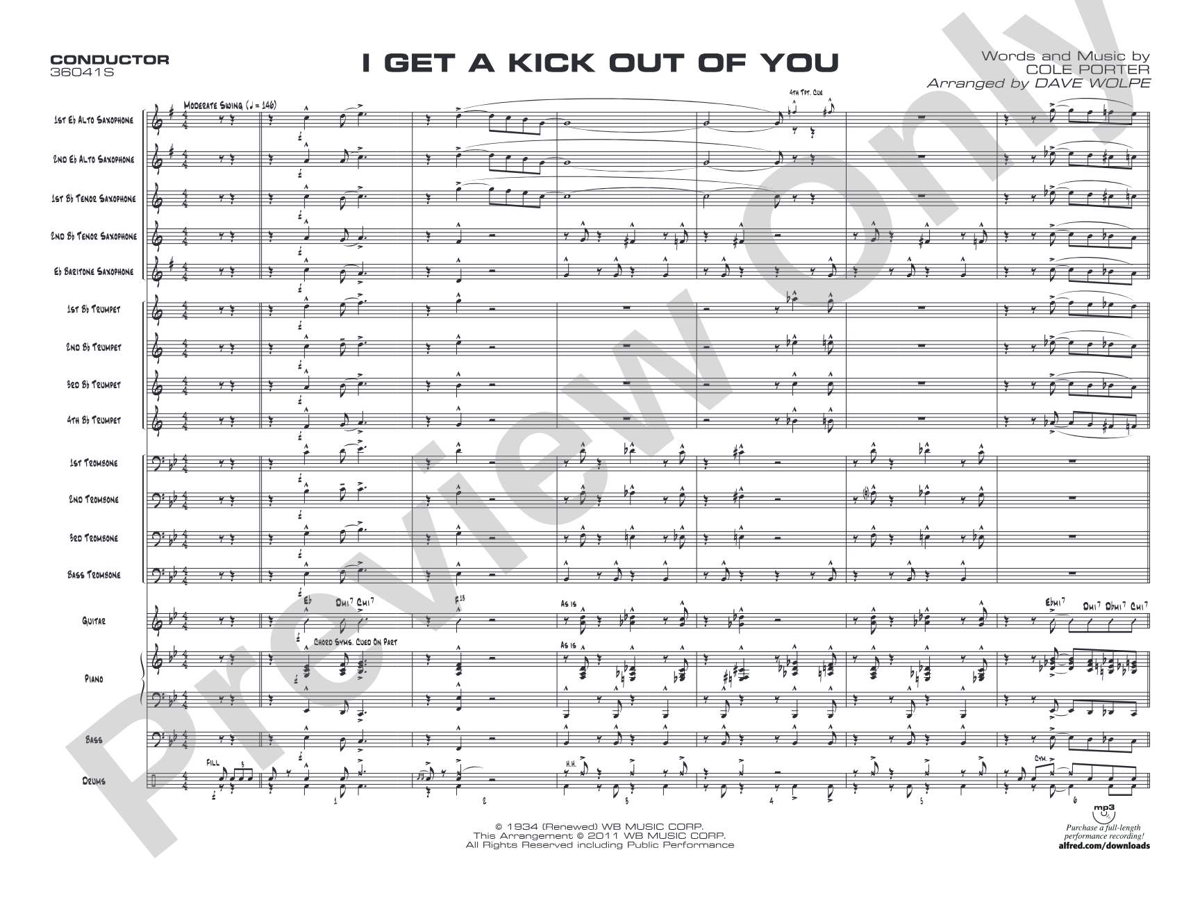 I Get a Kick Out of You: Jazz Ensemble Conductor Score & Parts