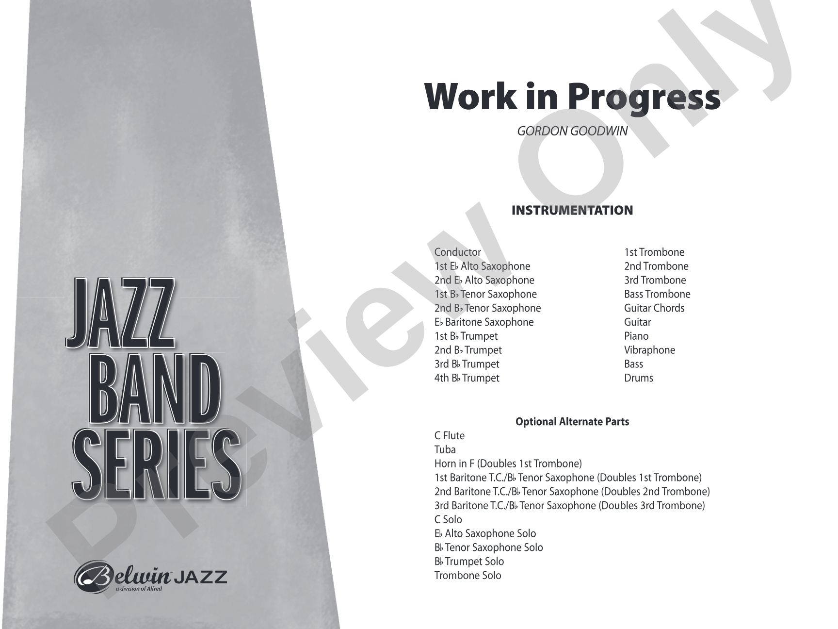 Work in Progress: Jazz Ensemble Conductor Score & Parts