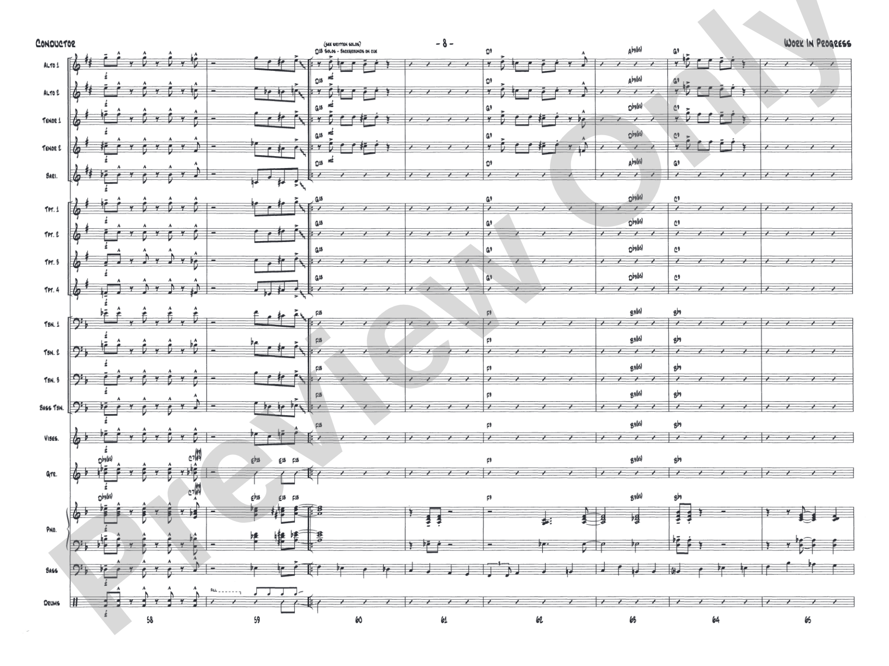 Work in Progress: Jazz Ensemble Conductor Score & Parts
