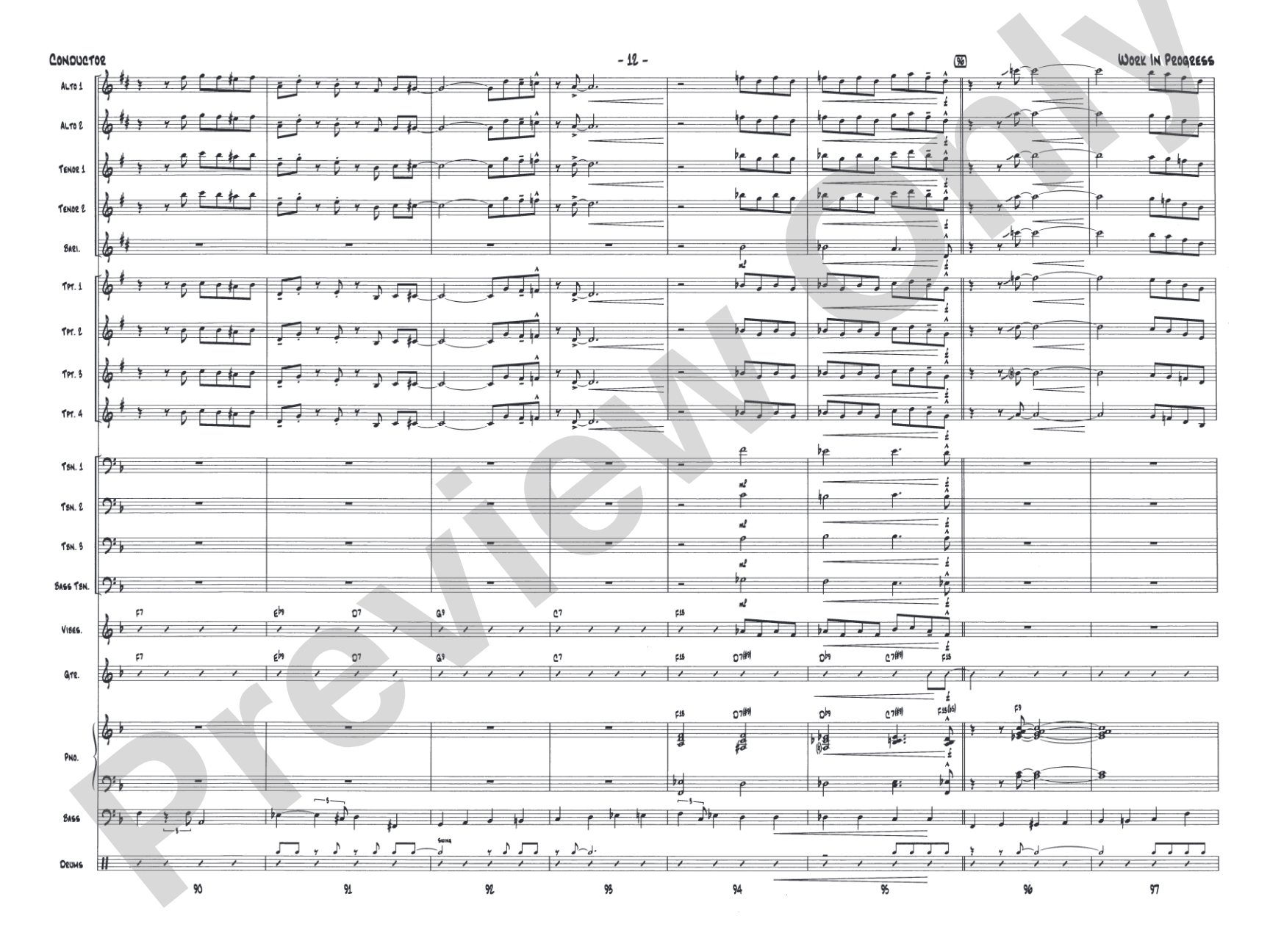 Work in Progress: Jazz Ensemble Conductor Score & Parts